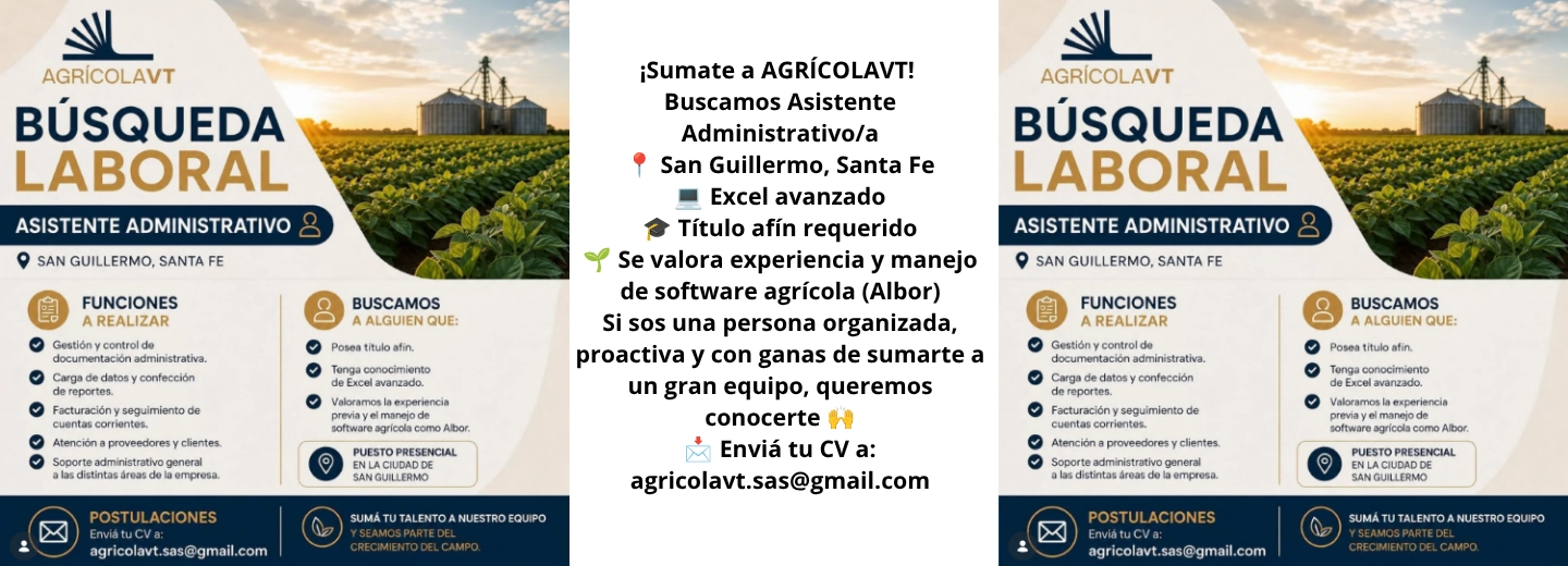 Agricola VT - Busqueda laboral - San Guillermo, Santa Fe, Argentin